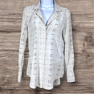 Equipment Femme 100% Silk Blouse Womens S Ivory Button Front Collared V-Neck